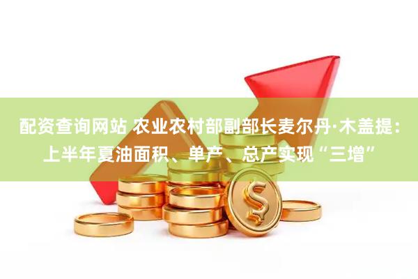 配资查询网站 农业农村部副部长麦尔丹·木盖提：上半年夏油面积、单产、总产实现“三增”